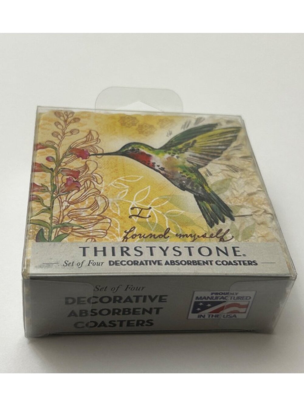 Thirstystone Set of 4 Decorative Absorbent Coasters Hummingbird Cork Backed NEW